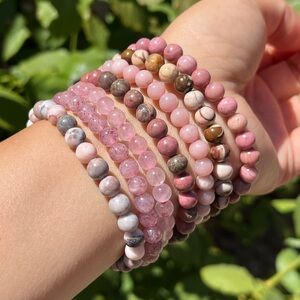 6mm pink crystal stackable‎ bracelet set